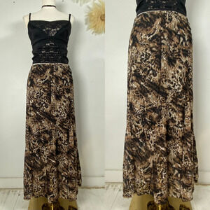 JM Collection Womens Mesh Leopard Print Maxi Skirt Size XL Whimsigoth Grunge